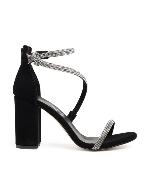 Sandalia Negra Glitter Strips 921